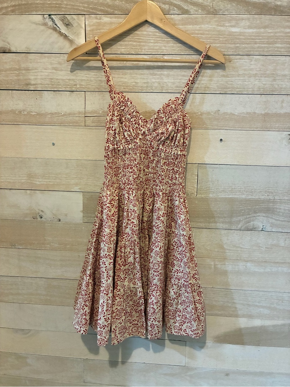 CB Positano Beige Mini Sundress with Red Floral Print